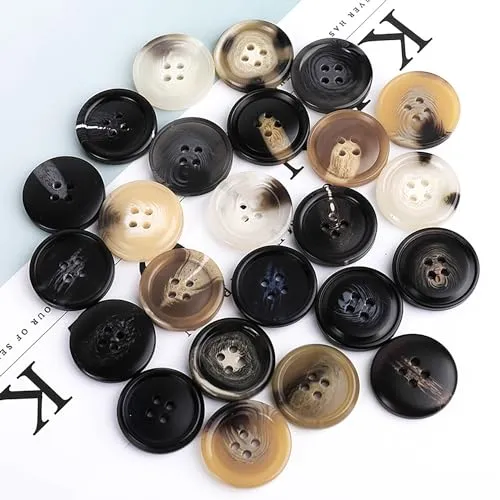 20PCS 4 Holes Sewing Round Craft Buttons Resin Snaps for Blazer Shirts DIY Accessories (Beige, 15mm)