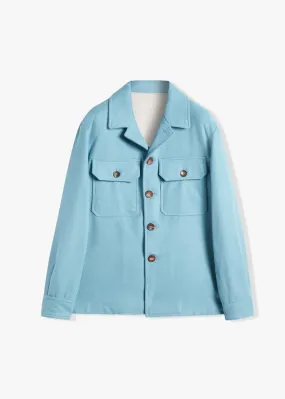 AAMENOFI LIGHT BLUE COTTON JACKET WITH FRONTAL POCKETS