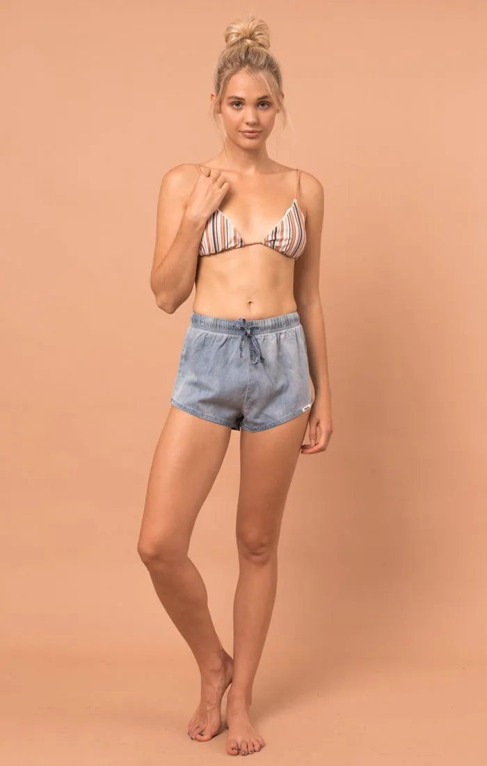 Afends Womens Sunday - Chambray - Easy Shorts