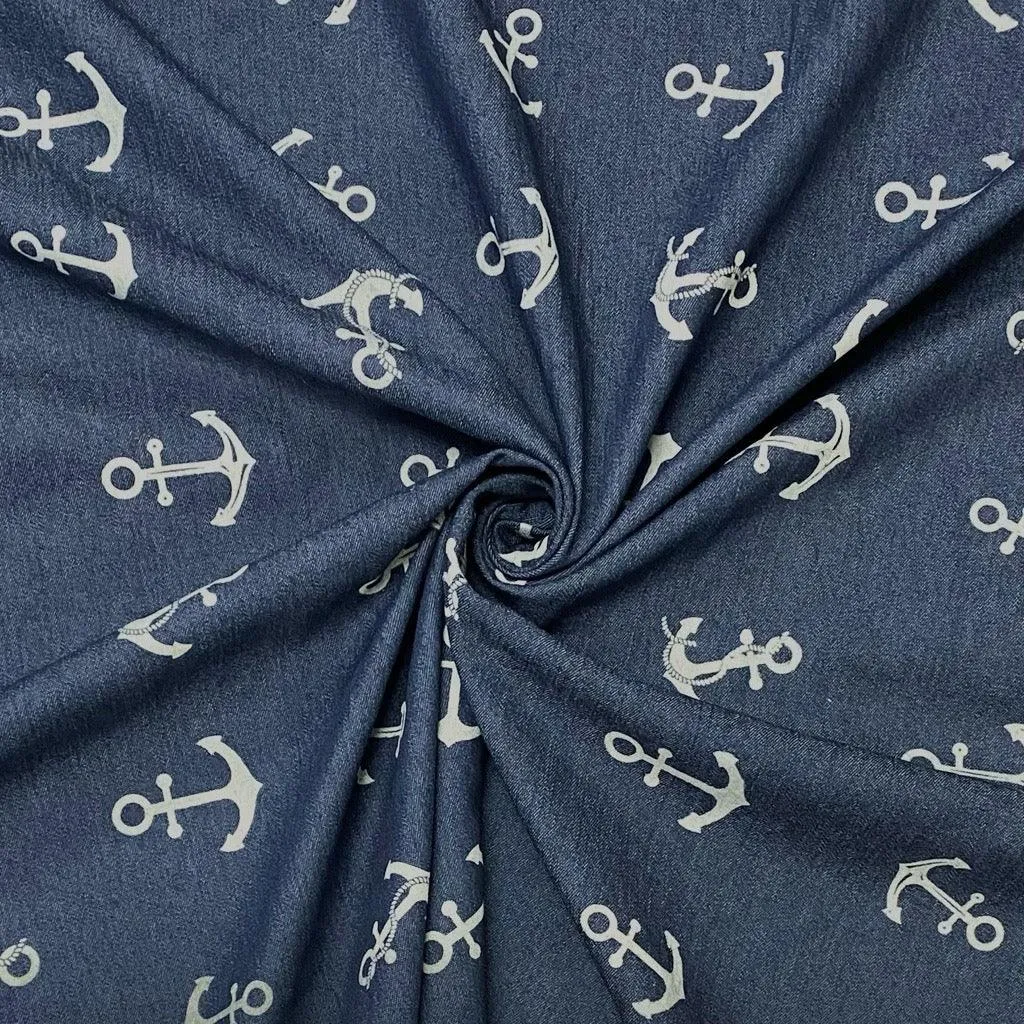 Anchors Lightweight Stretch Denim Fabric