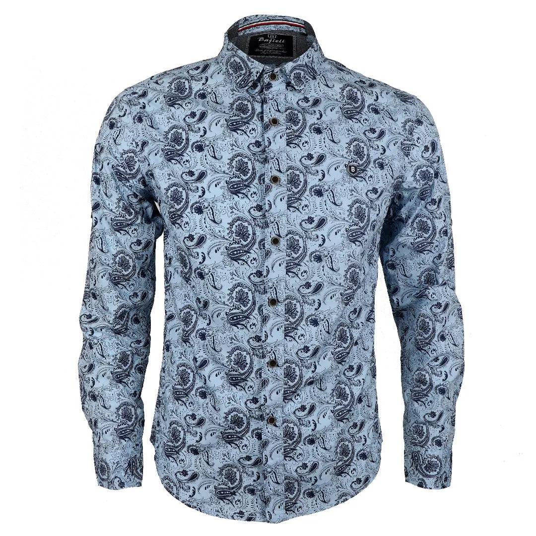 Badgley New York City Quality Finest Long Sleeve Shirt-Blue