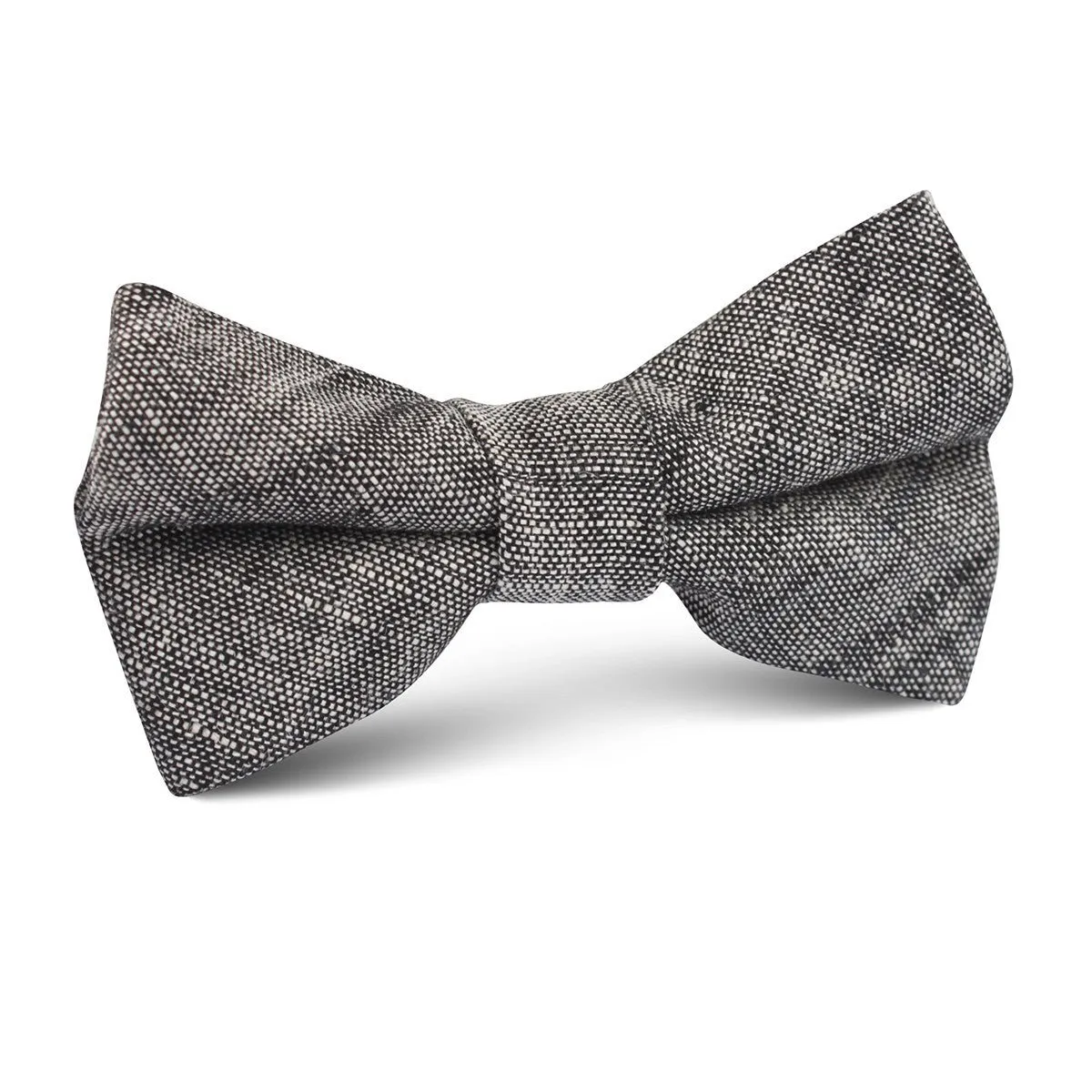 Black Linen Chambray Kids Bow Tie