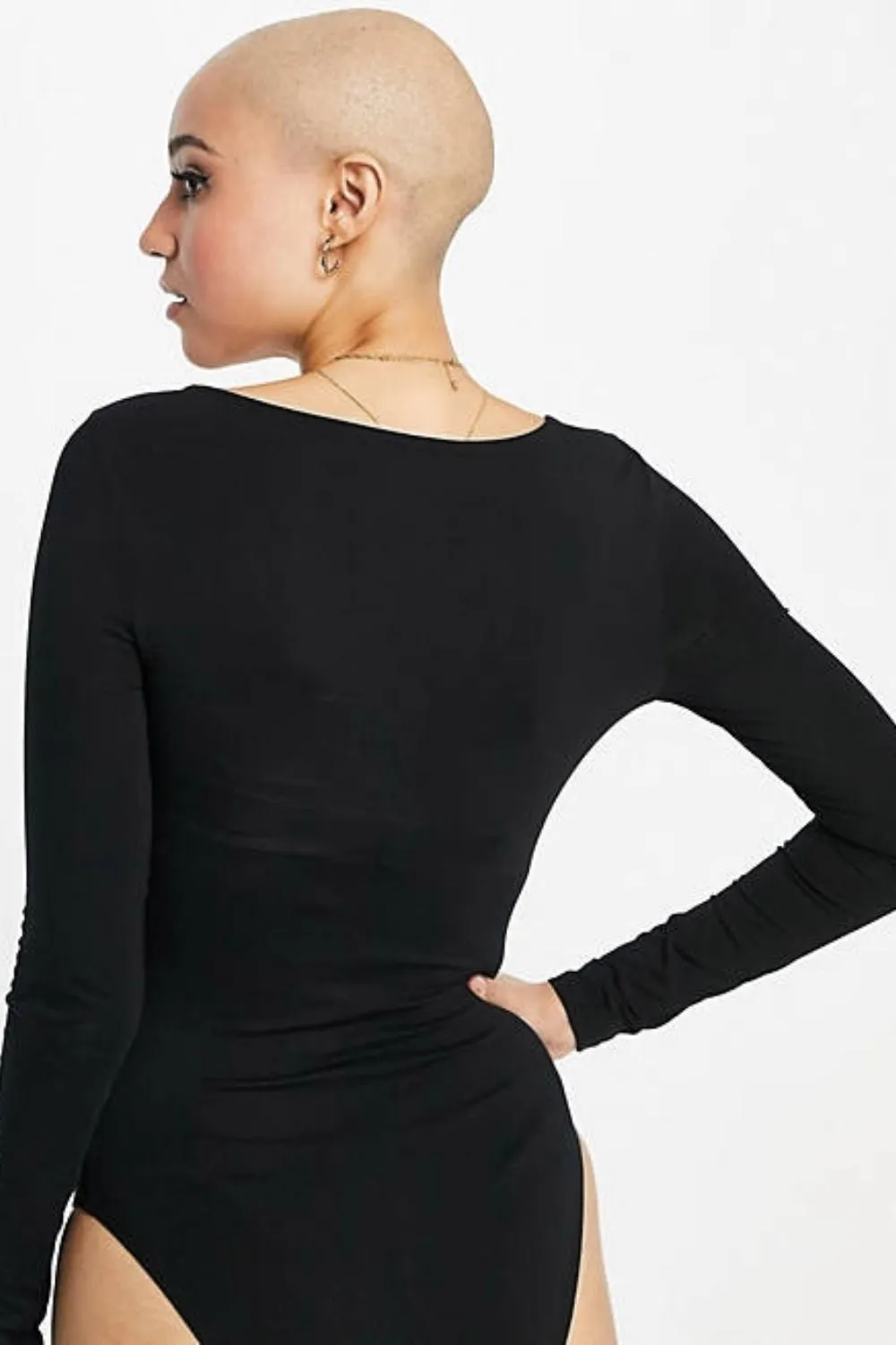 Black Long Sleeve Neck Bodysuit