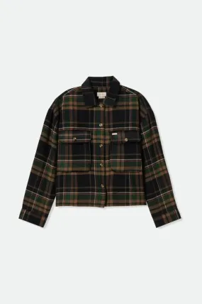 BRIXTON Women's Bowery Long Sleeve Flannel Black/Pine Needle