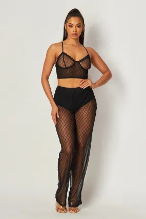 Camile See Through Crop Top & Pants Set