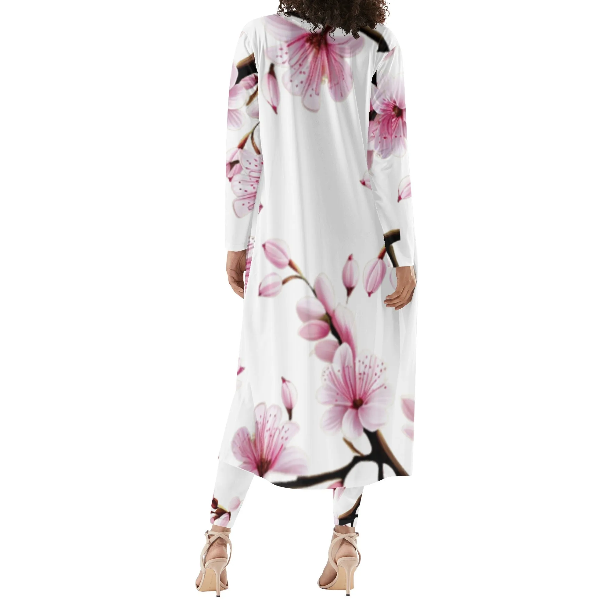 Cherry Blossom Womens Long Sleeve Cardigan and Leggings 2pcs - 4 colors