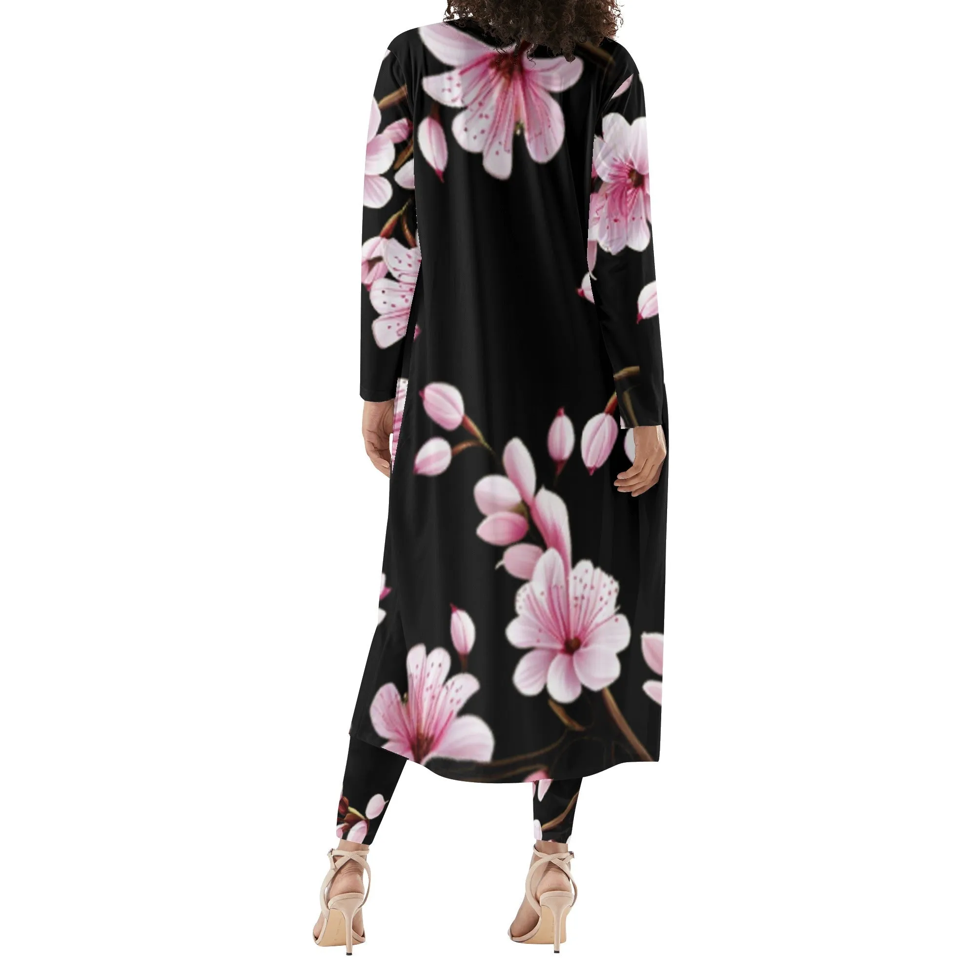 Cherry Blossom Womens Long Sleeve Cardigan and Leggings 2pcs - 4 colors