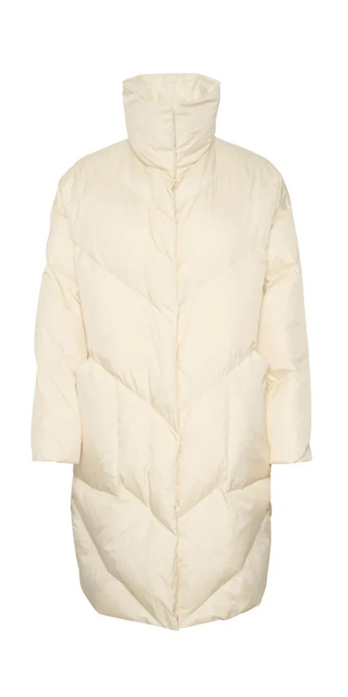 Cream Cocoon Puffer Coat, birch