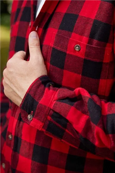 Flannel Fleece Lined Shirt - Red and Black Check