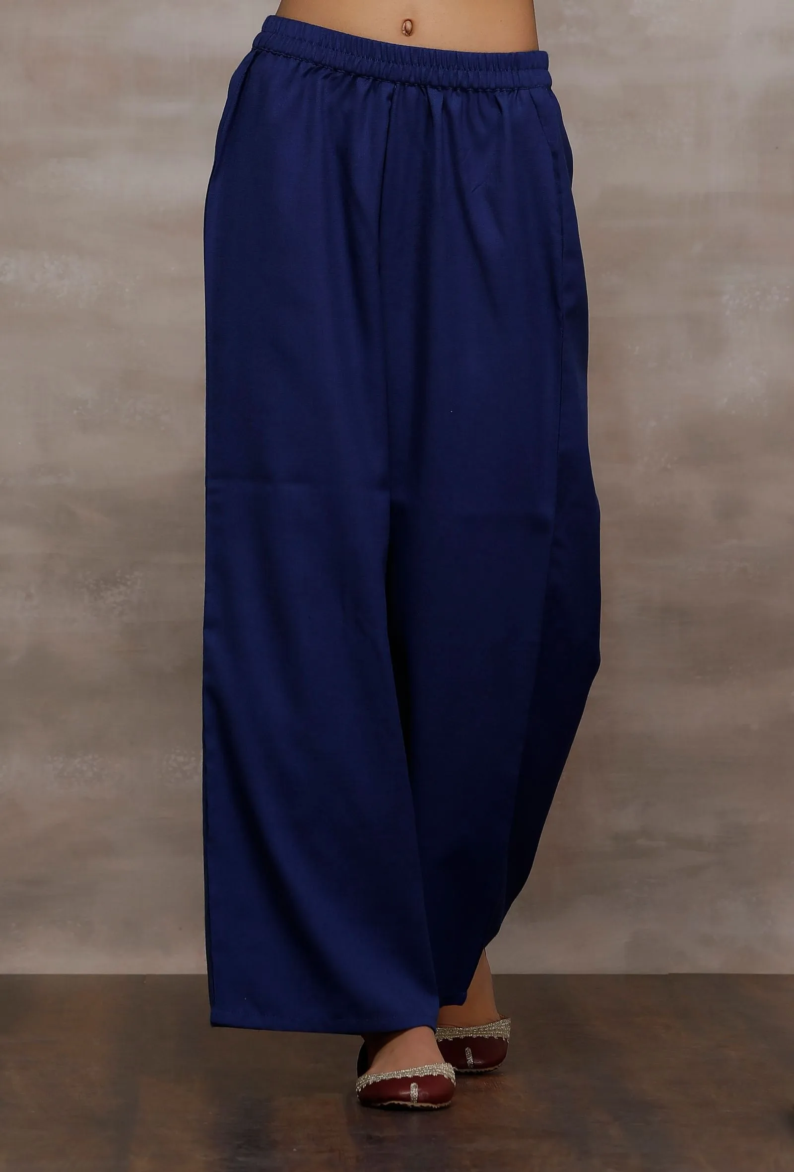 Hamar Blue Wool Palazzo Pants