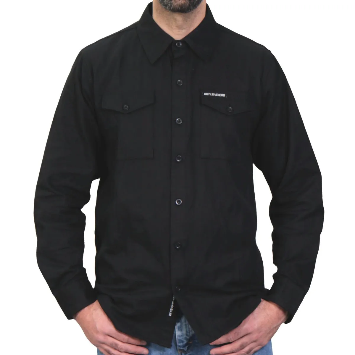 Hot Leathers FLM2024 Men's Solid Black Flannel Long Sleeve Shirt