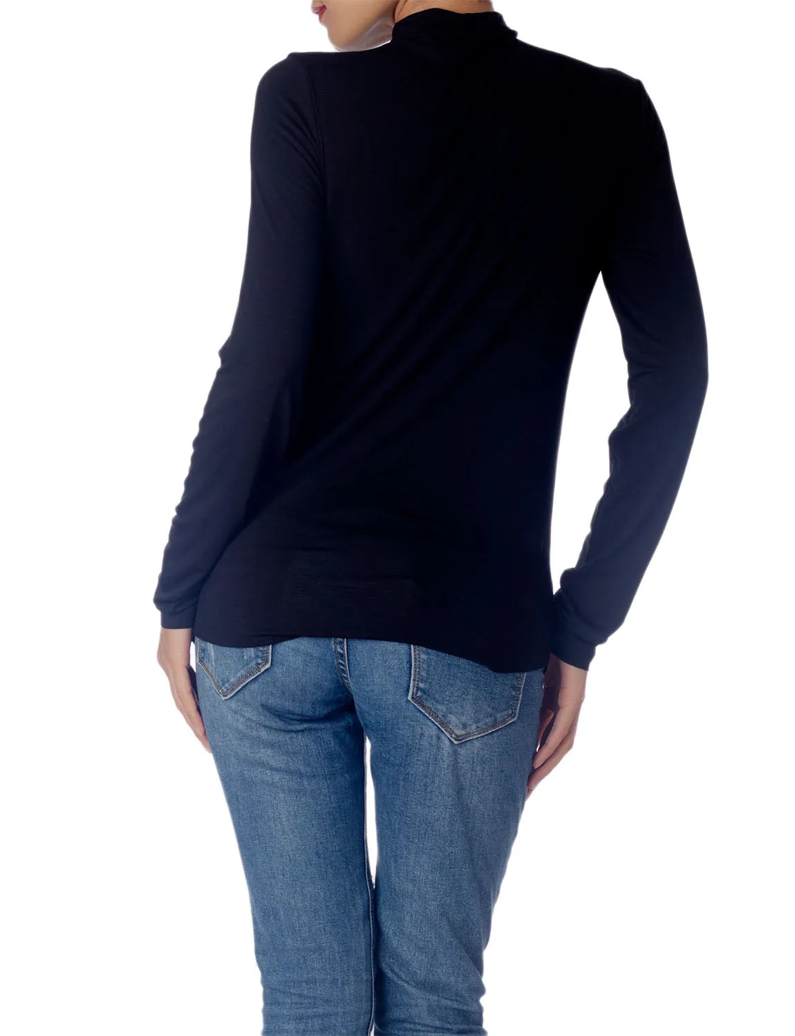 iB-iP Women's Tops Turtleneck Slim Fit Long Sleeve High Neck Cozy Silky Henley