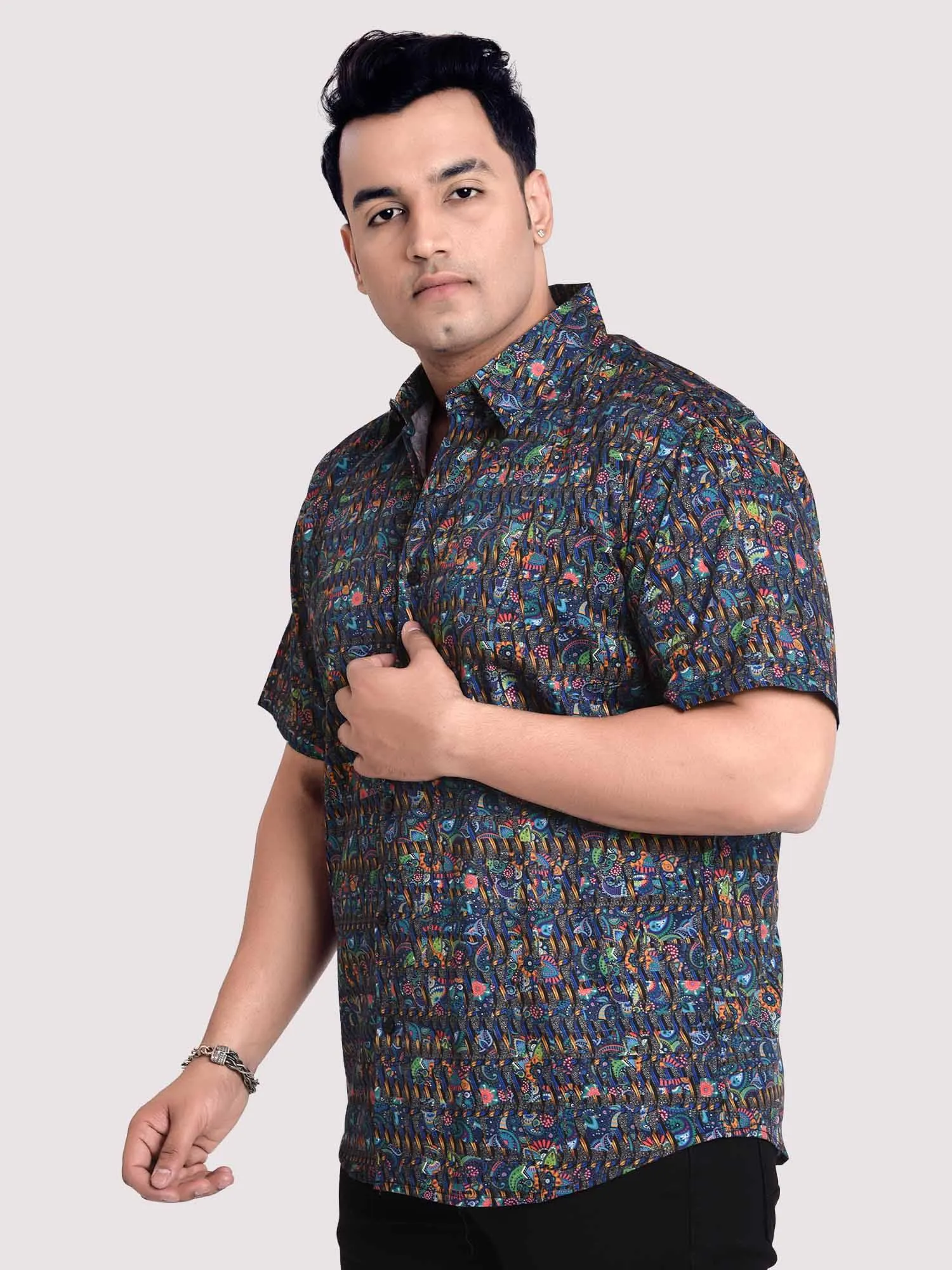 Little Paisley Digital Printed Shirt Men's Plus Size