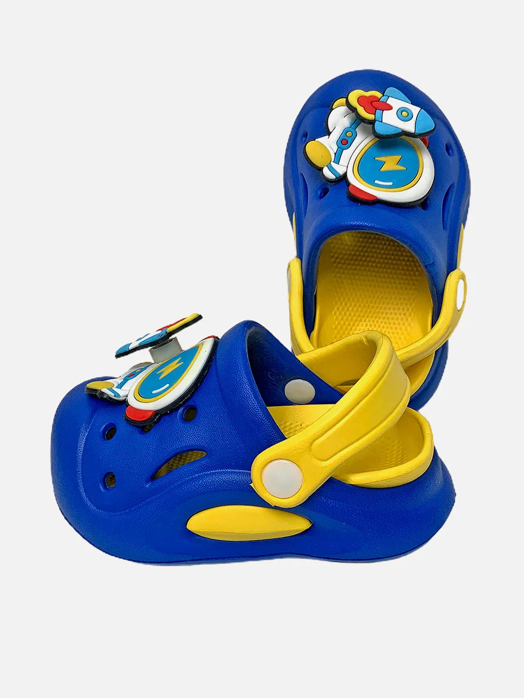 Little Surprise Box Blue & Yellow spinning rocket Slip on Clogs/Footwear for Toddlers & Kids