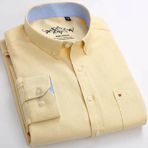 Men's Long Sleeve Solid Oxford Casual Shirt