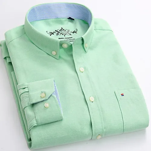 Men's Long Sleeve Solid Oxford Casual Shirt