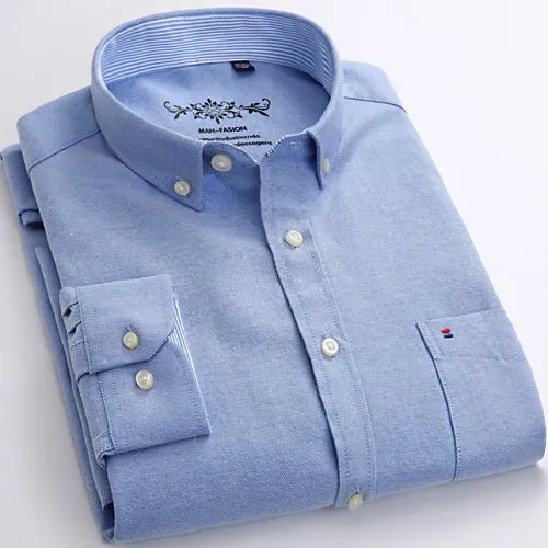 Men's Long Sleeve Solid Oxford Casual Shirt