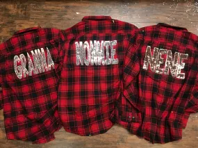 NAME Flannel with Mermaid Sequin Monogram