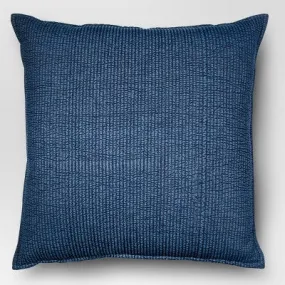 New - Threshold Oversized Quilted Square Decorative Throw Pillow 24x24" Chambray Blue