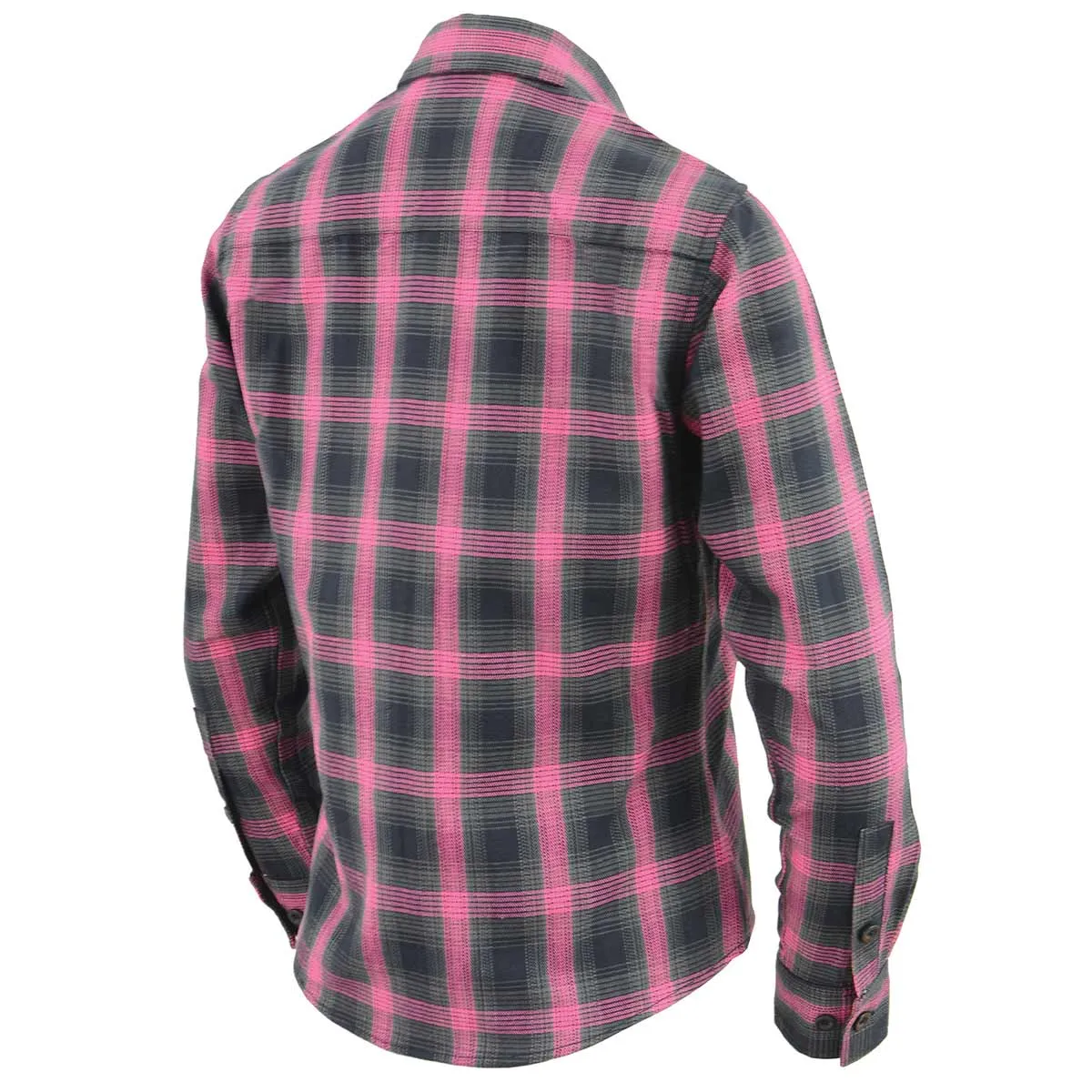 NexGen MNG21604 Women's Casual Black with Pink Long Sleeve Casual Cotton Flannel Shirt