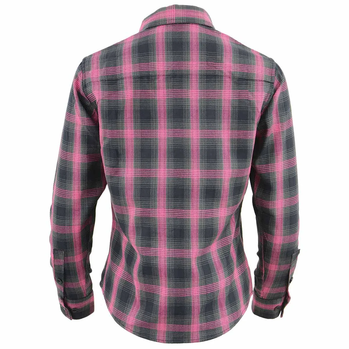 NexGen MNG21604 Women's Casual Black with Pink Long Sleeve Casual Cotton Flannel Shirt