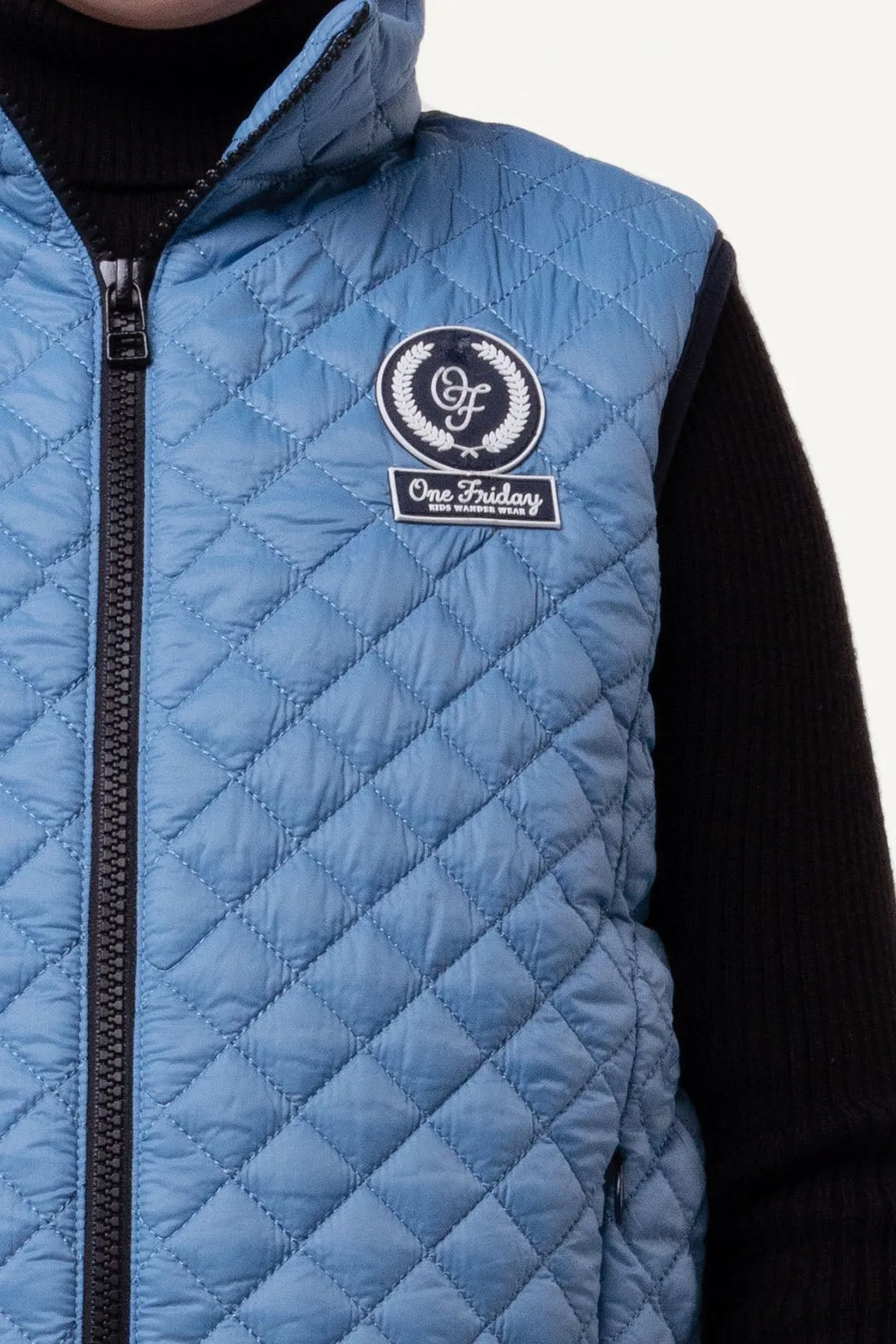 One Friday Kids Boys Half Sleeve Blue Quilted Jacket