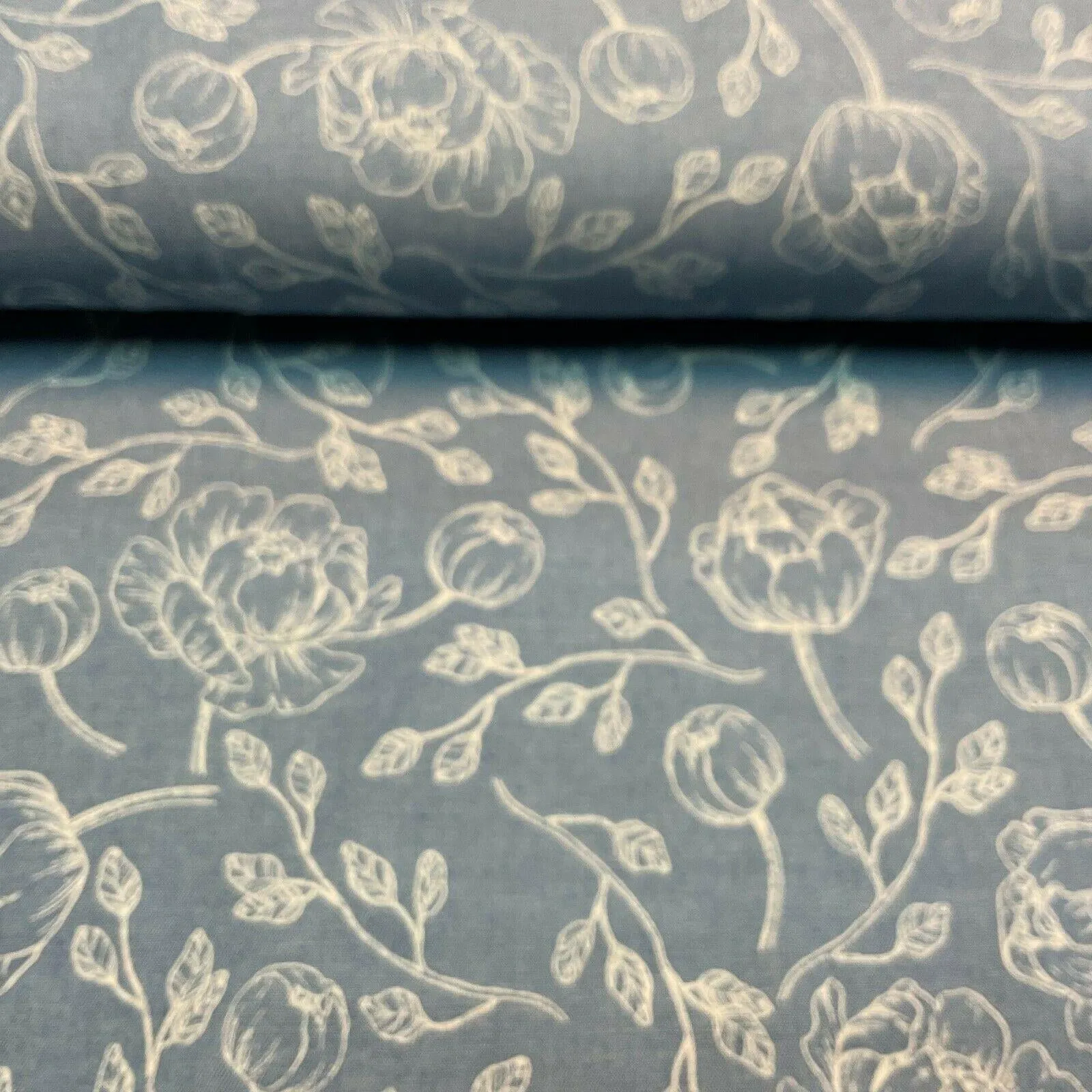 Printed 100% Cotton Chambray Denim Mixed Designs Dress Fabric 147cm M1604