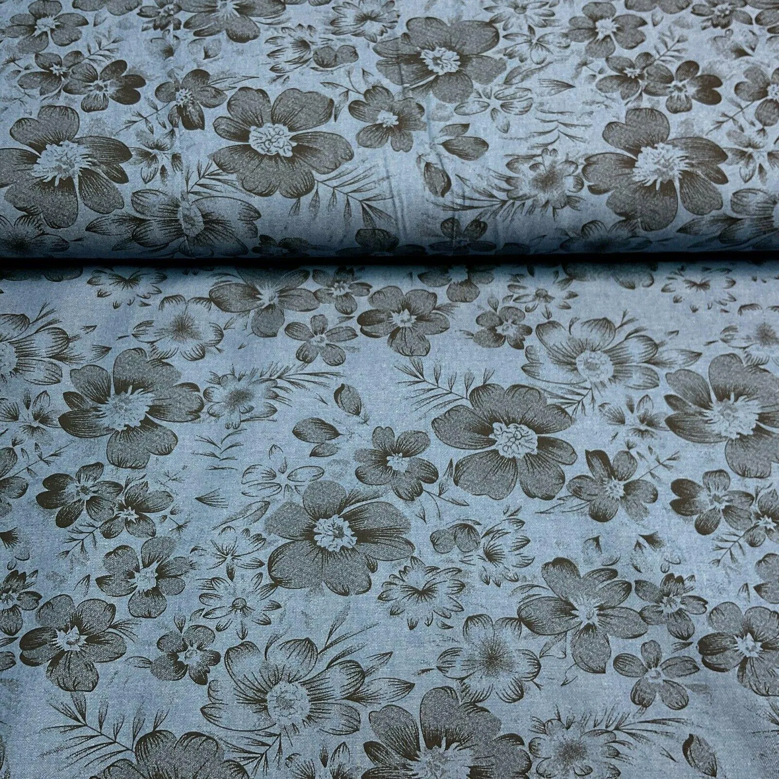 Printed 100% Cotton Chambray Denim Mixed Designs Dress Fabric 147cm M1604