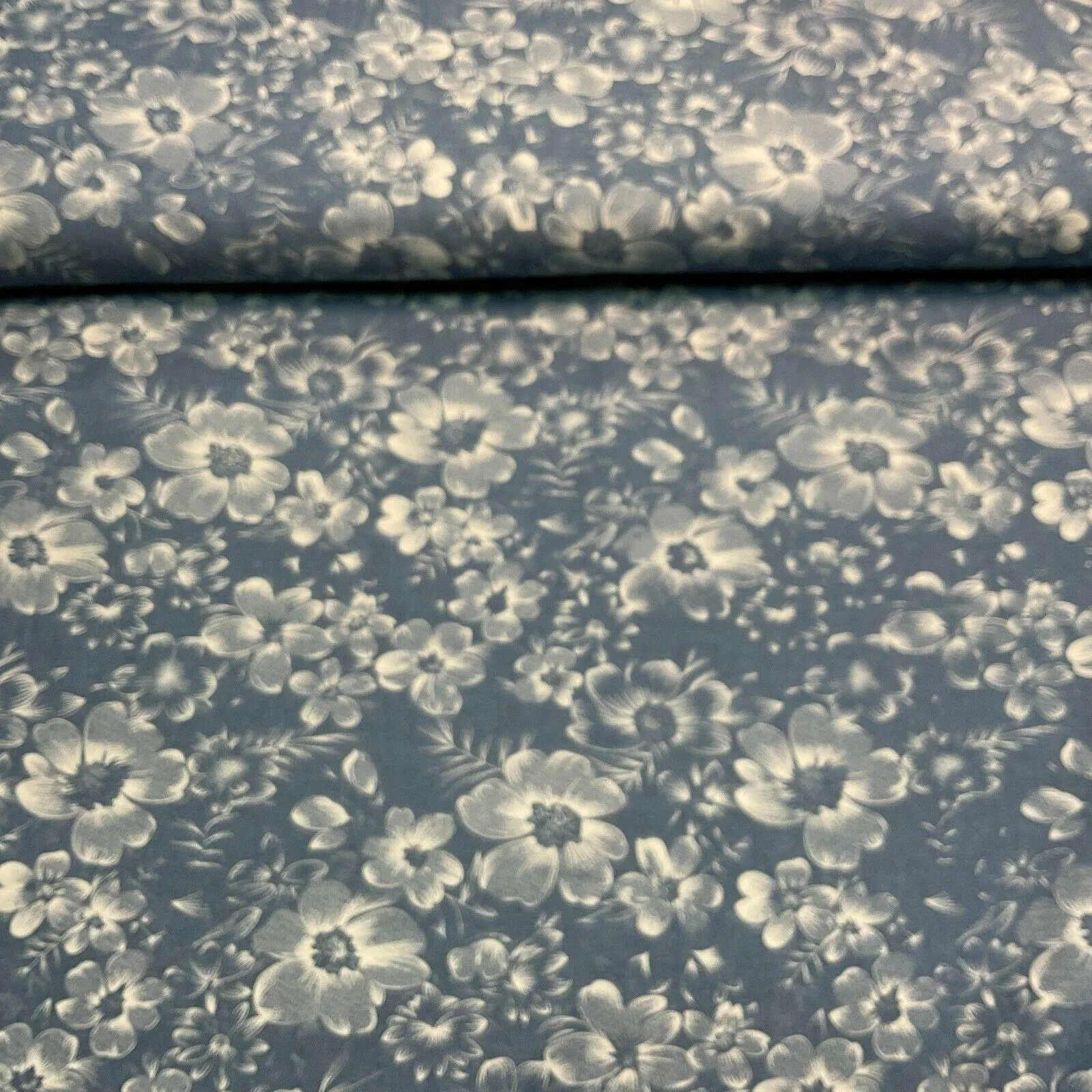 Printed 100% Cotton Chambray Denim Mixed Designs Dress Fabric 147cm M1604