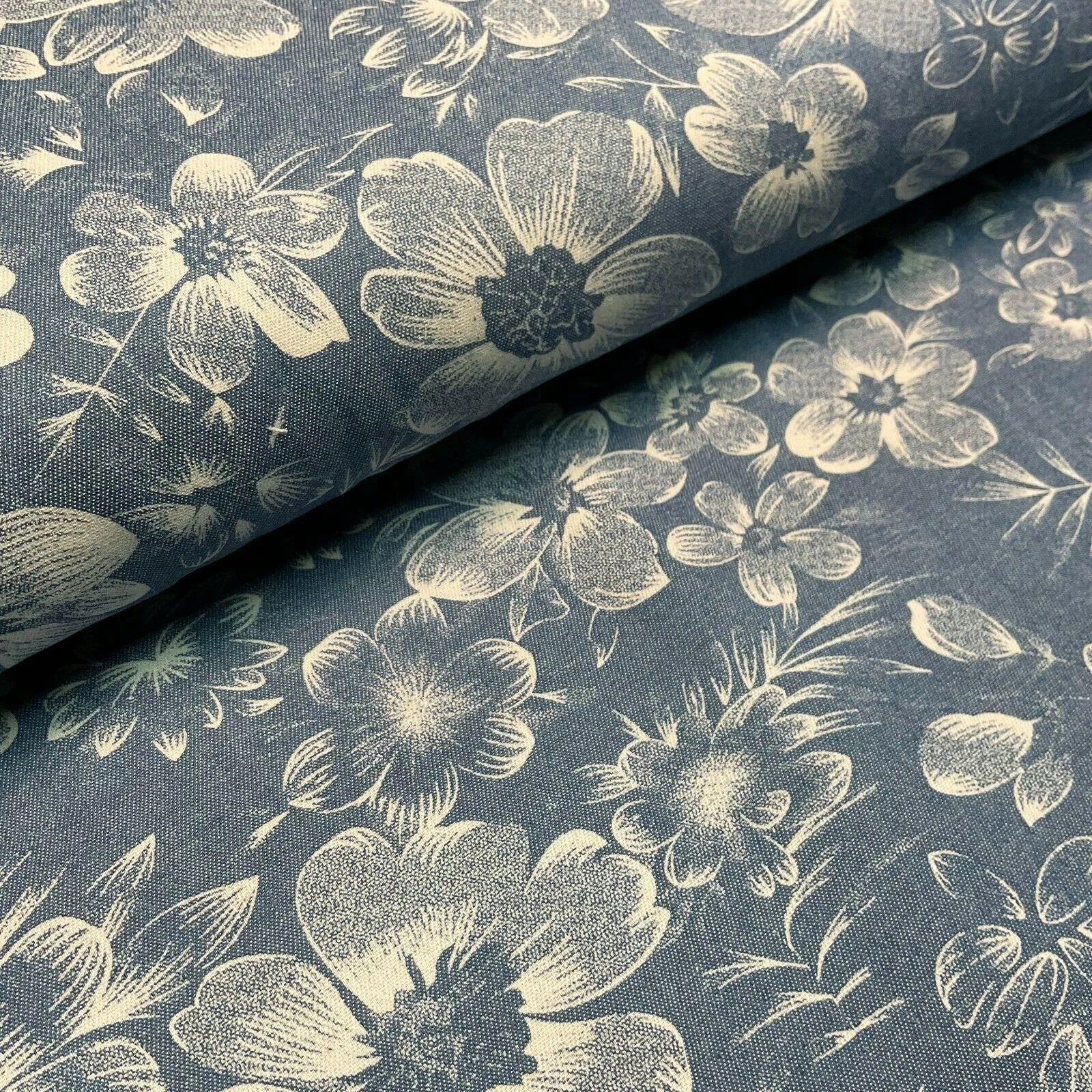 Printed 100% Cotton Chambray Denim Mixed Designs Dress Fabric 147cm M1604