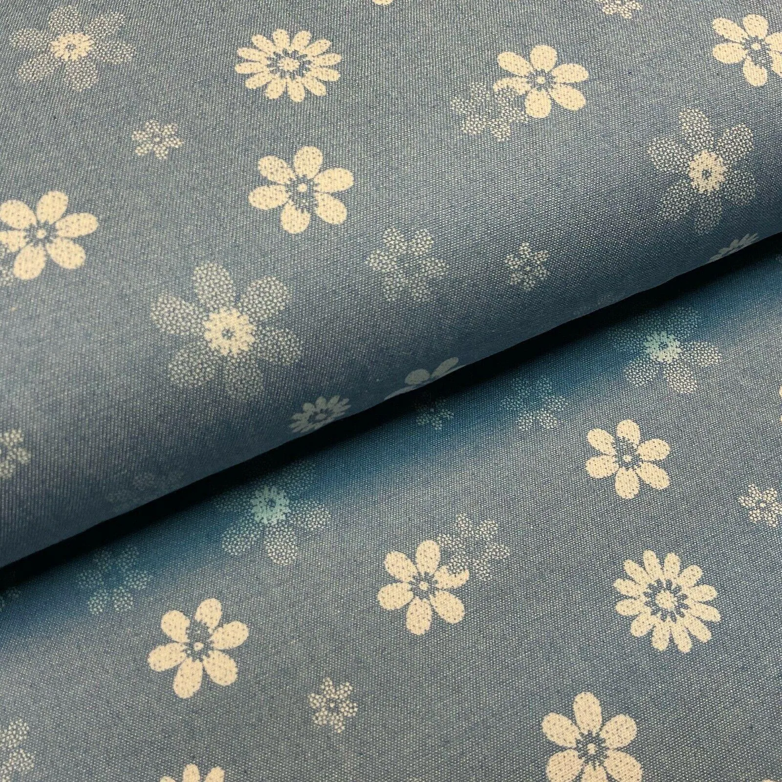 Printed 100% Cotton Chambray Denim Mixed Designs Dress Fabric 147cm M1604