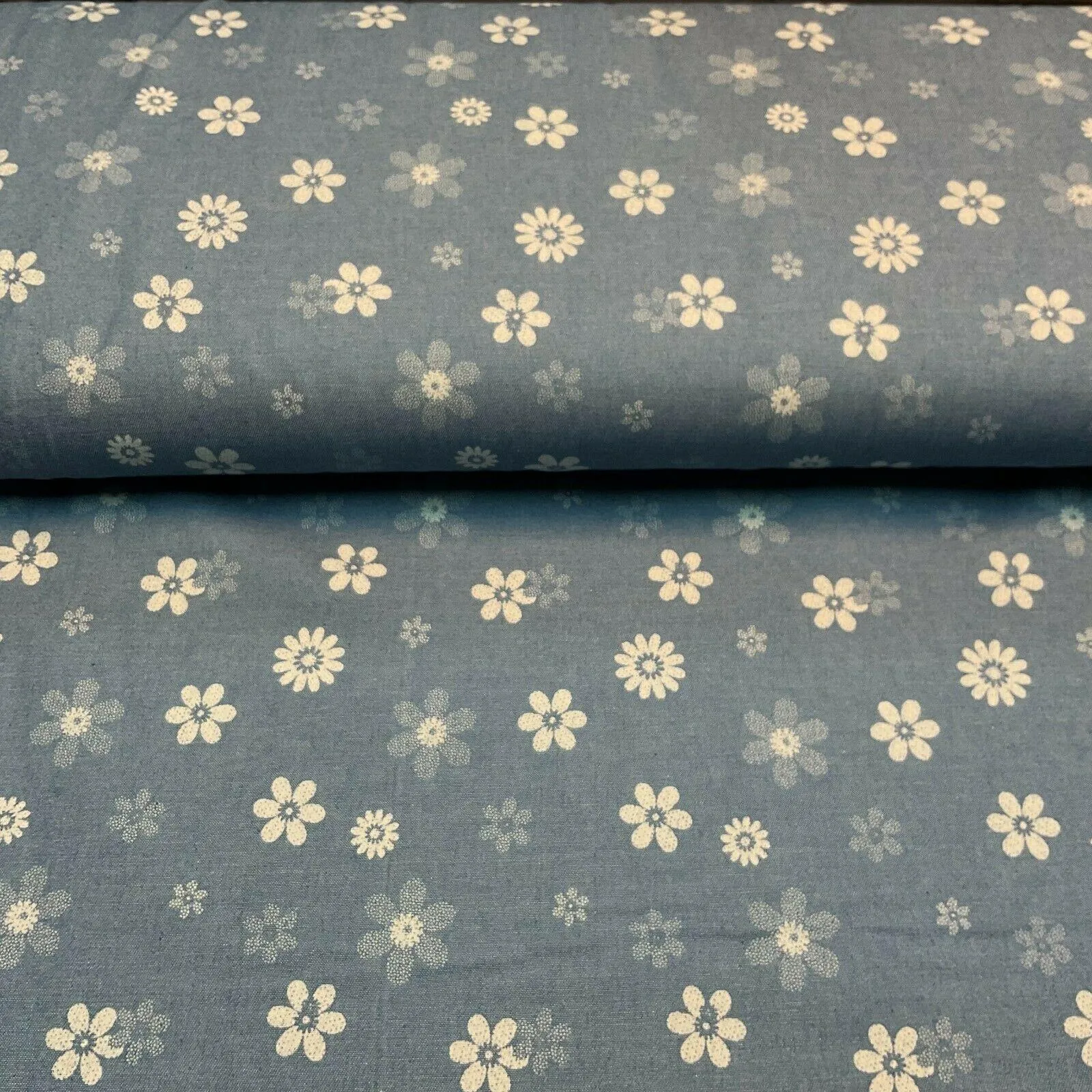 Printed 100% Cotton Chambray Denim Mixed Designs Dress Fabric 147cm M1604