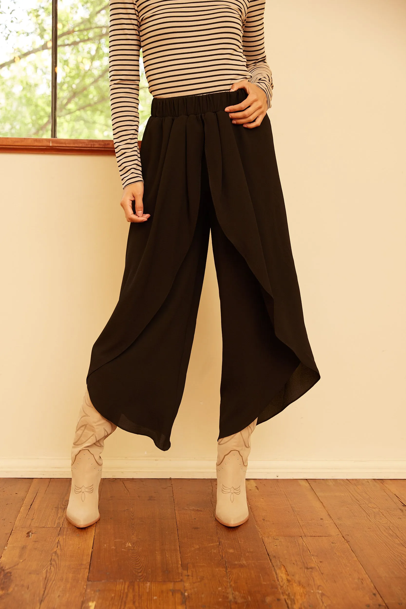 SALE - Shannon Textured Slanted Hem Pants