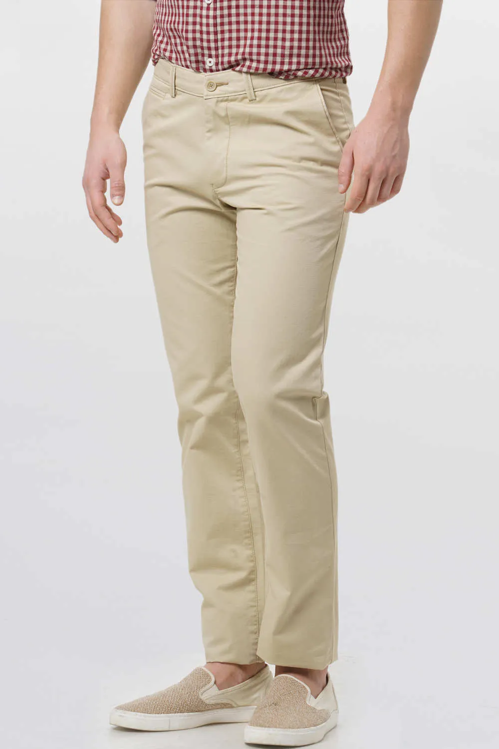 Slim Fit Khaki Twill Trouser