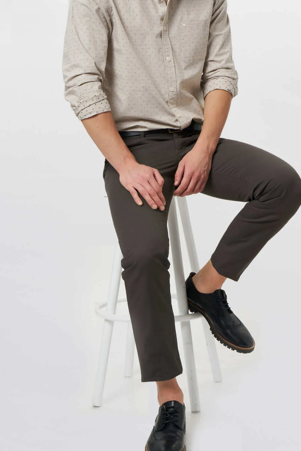 Slim Fit Khaki Twill Trouser