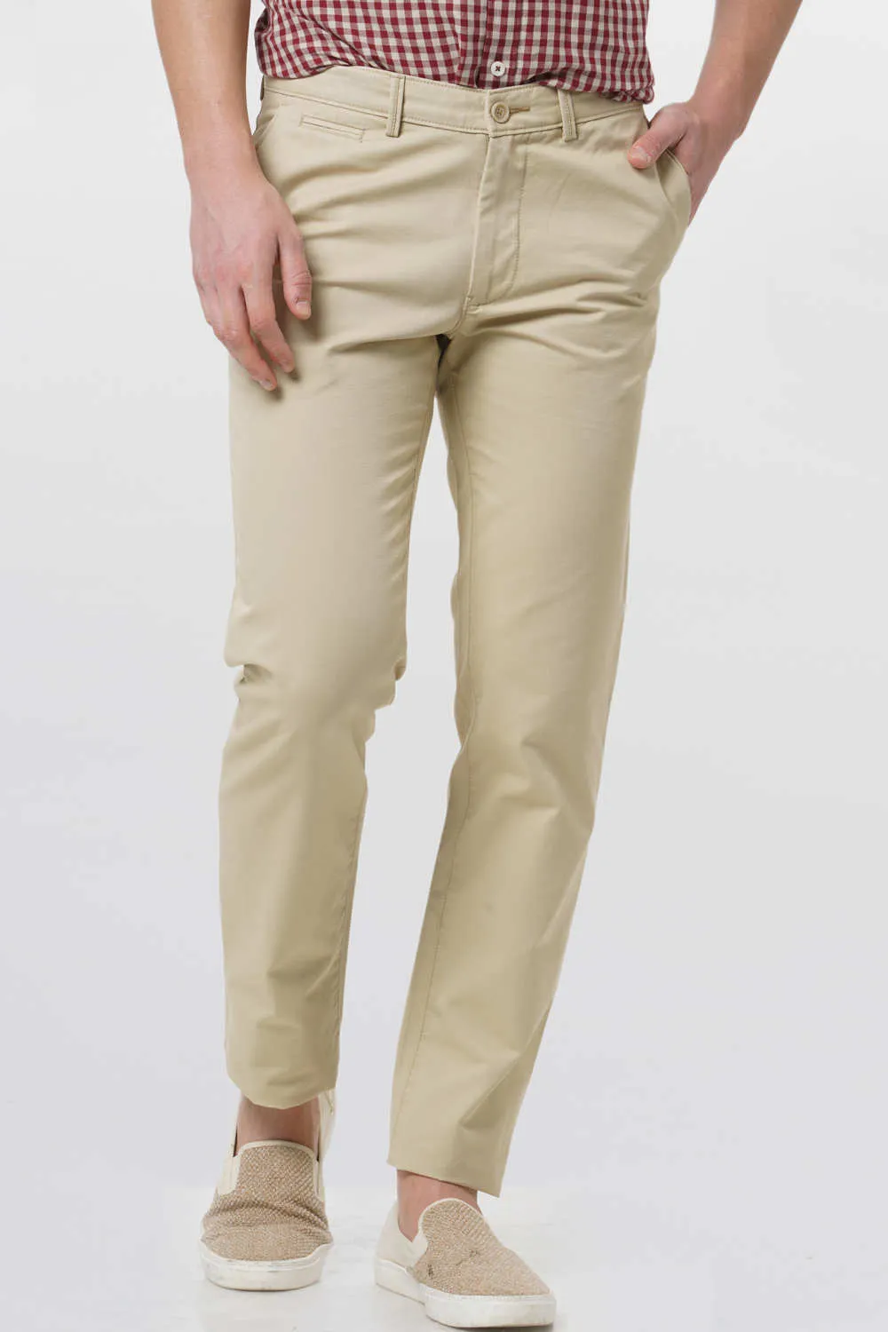 Slim Fit Khaki Twill Trouser