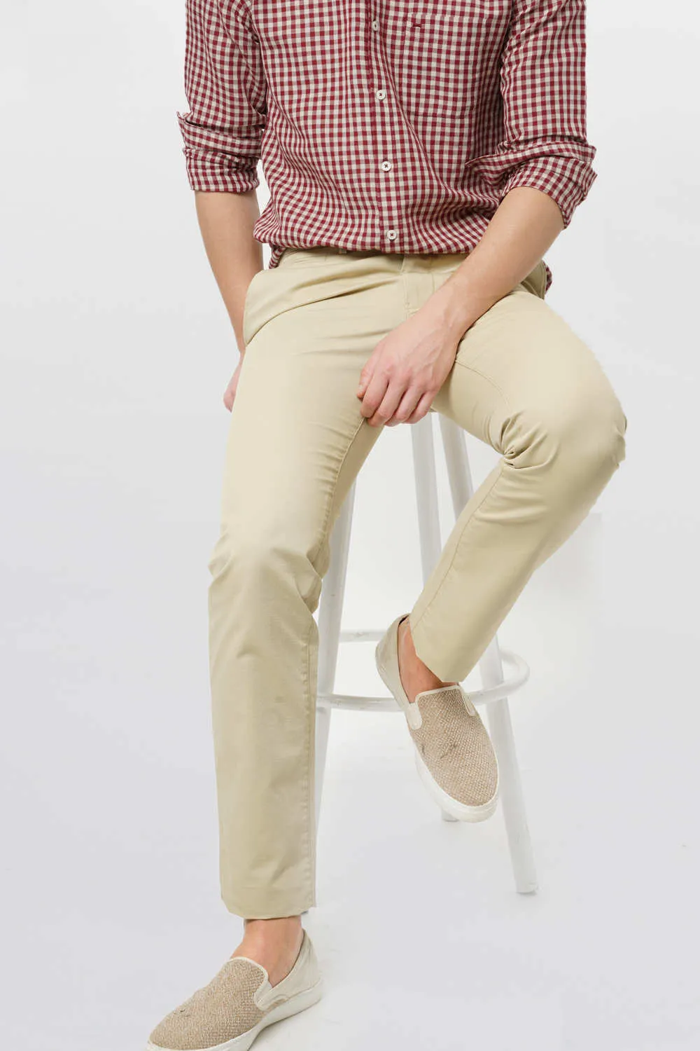 Slim Fit Khaki Twill Trouser