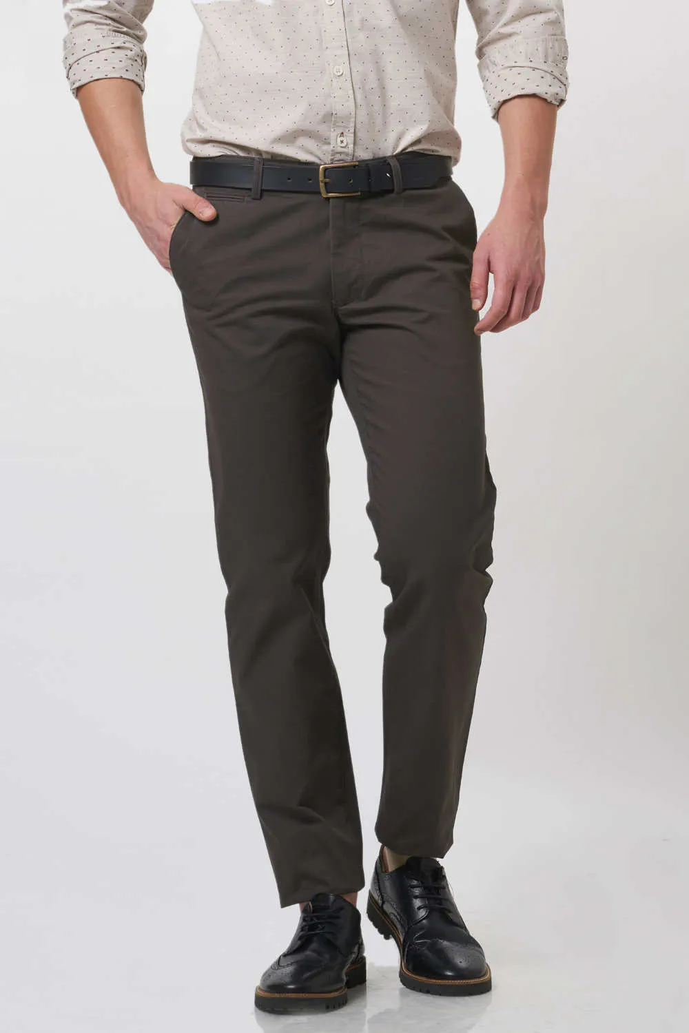 Slim Fit Khaki Twill Trouser