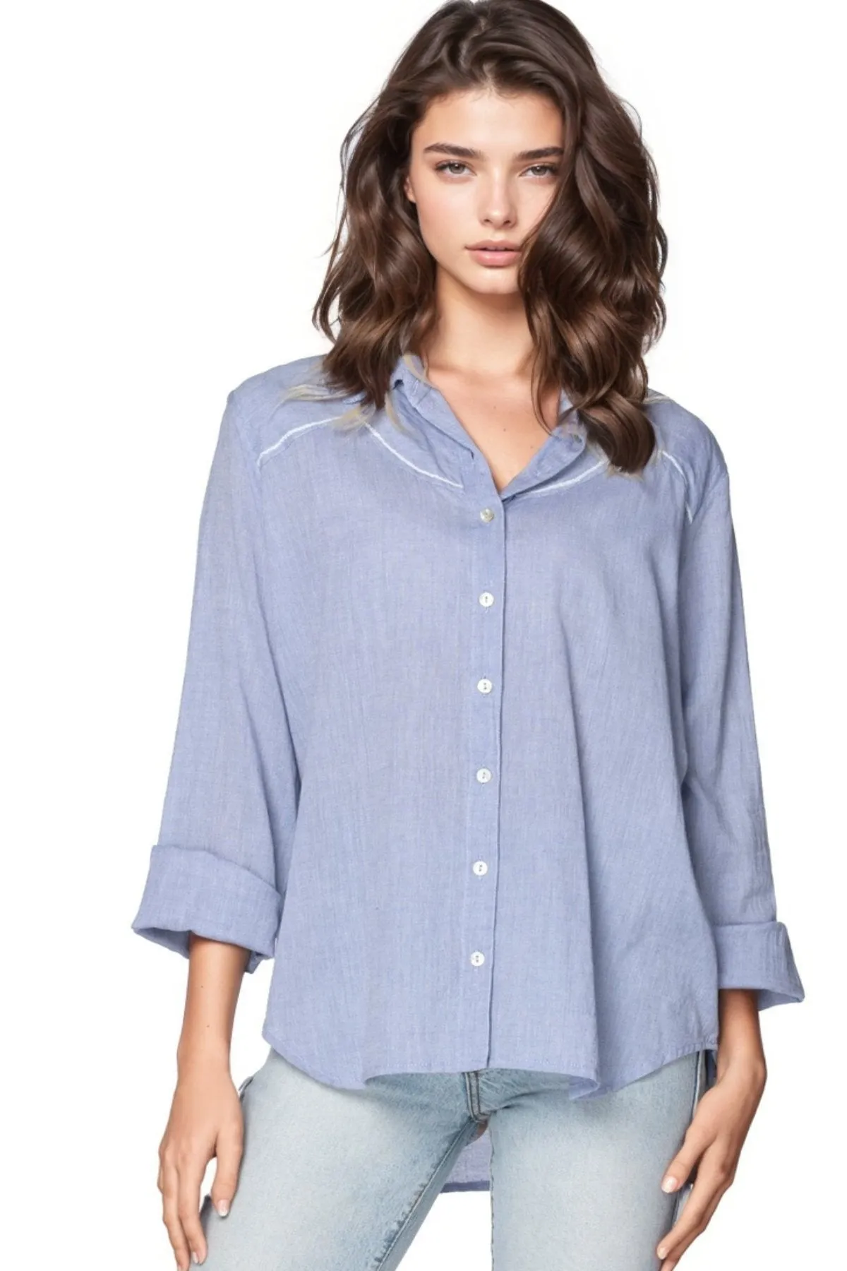 The Jolene Western Inspired Shirt in Chambray