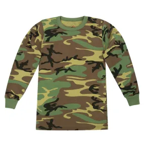 Woodland Camouflage - Kids Military Long Sleeve T-Shirt